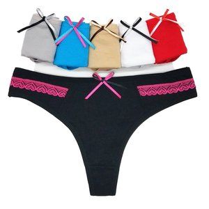 6-Pack Women's Cotton Thong Panties Thongs